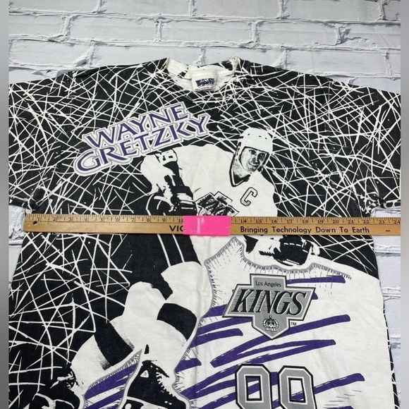 Vintage 1992 Wayne Gretzky LA Kings AOP Woodys Sports T-Shirt Men’s Sz XL (L) - Picture 7 of 11